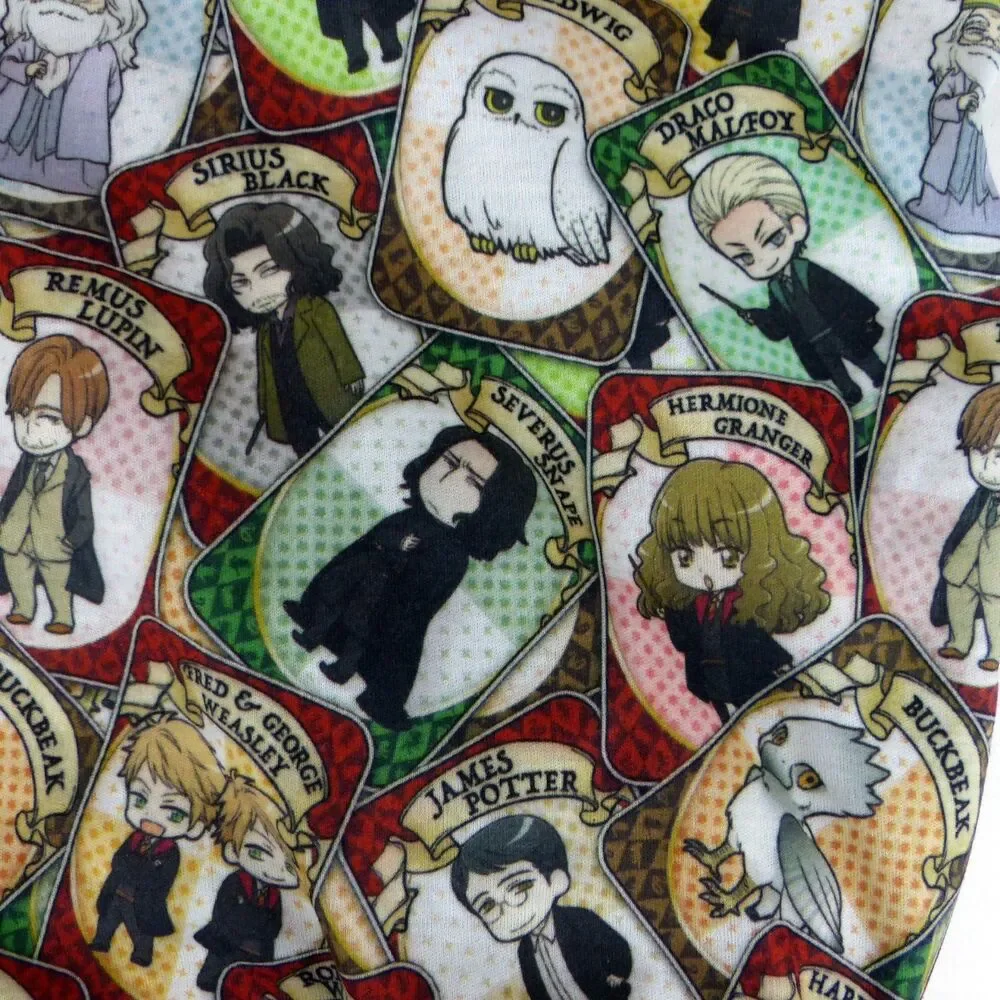 Harry Potter Chibi Card Hobo Bag Shoulder Tote Purse Black Multicolor 18x12